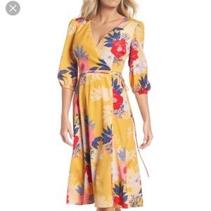 NWT Eliza J Faux Wrap Midi Dress